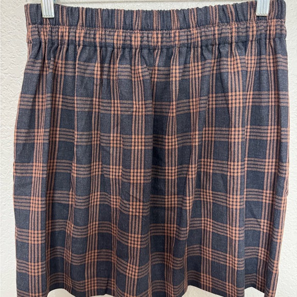 Madewell Double Breasted Plaid Brown and Black Women's Mini Skirt - Picture 4 of 5